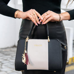 Dollcini Női Kézitáska - Elegáns PU Bőr, Cipzáras, Állítható Pánttal, Kézitáska és Crossbody Táska - Fekete (546051)