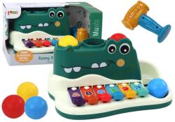 Lean Toys Baby pian și ciocan 2in1 crocodil Instrument muzical de jucarie