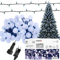 Chomik Fényfüggöny karácsonyi fények CSERESZNYA GOLYÓ 200LED Hideg fehér 3+16m (DEKCHOM0030)