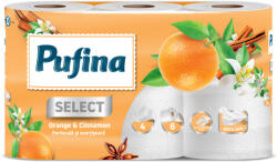 Pufina Orange&Cinnamon toalettpapír 100% cell 6 tek 140 lap 4 rétegű, narancs és fahéj illatával