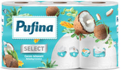 Pufina Relaxing Coconut toalettpapír 100% cell 6 tek 140 lap 4 rétegű, kókuszdió illatával