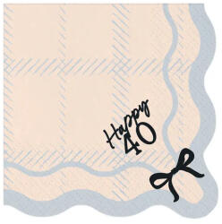 PartyDeco Szalvéta 33x33cm 40-es számmal, 12db, masni (LUFI884422)
