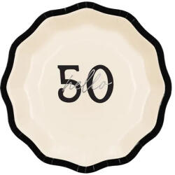 Partydeco Papírtányér 50-es számmal, 6db, masni (LUFI844227)