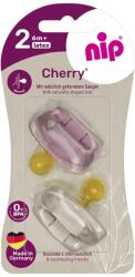 NIP Set 2 suzete nip cherry girl cu tetina rotunda din latex natural, 0-6 luni, nip 38882