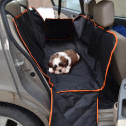 Perfect Pet Husa bancheta auto neagra cu portocaliu, matlasata