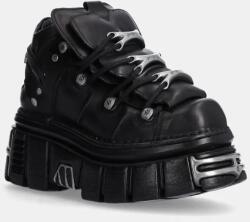 New Rock bőr sportcipő Nomada Negro + Tower Negro Lateral E14 Acero fekete, M-106-S112 - fekete Női 42