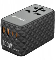Verbatim Utazó adapter Verbatim Eu/uk/us GaN 2xUSB-A/2xUSB-C Pd 100W UTA-06 (32121)