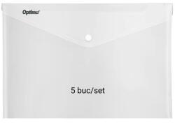 Optima Mapa PP protectie documente A3 landscape, inchidere cu capsa, 5/set, Optima - transparent (OP-5100180A3-00) - vexio