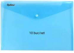 Optima Mapa PP protectie documente A4 landscape, inchidere cu capsa, 10/set, Optima - albastru transparent (OP-5100180A4-22) - vexio