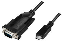 LogiLink USB 2.0 Type-C kábel, USB-C/M DB9/M, soros, fekete, 1, 2 m (AU0051A) - aqua