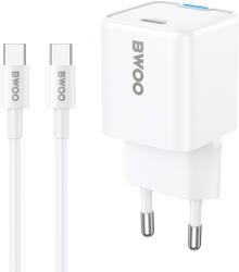 BWOO GaN 30W Fali Töltő USB-C porttal és C-C 60W kábellel