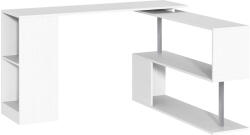 HomCom íróasztal fehér fa sarokban 140x120x78, 2cm (836-072WT)