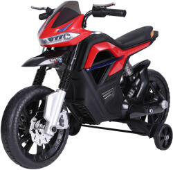 HomCom Motorkerékpár dupla felfüggesztésű gyerekeknek, zenével és fényekkel 3-8 éves gyermekek számára, fekete / piros (370-068RD)