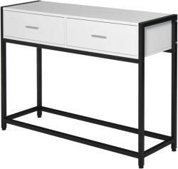 Homcom Előszoba konzol, Homcom, PAL/fém, 2 fiók, 120 x 34 x 81 cm, fehér/fekete (837-099)