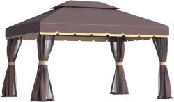 Homcom kerti pavilon, szúnyoghálóval, fém/poliészter, 3 x 4 x 2, 9 m, barna