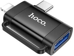 hoco. UA31F adapter 2in1 (USB aljzat - Type-C/lightning, OTG, adatátvitel és töltés) FEKETE UA31F_B (UA31F_B)