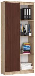 Akord Furniture Factory CLP Álló Polcrendszer - 80x180x35 cm, Laminált Lemez, ABS Szegély, 1 Ajtós, 8 Polcos, Sonoma Tölgy/Wenge, Matt Felület, Összeszerelendő Bútor (RP0PREGDABVEN004)