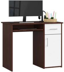 AKORD Számítógépasztal Wenge Fehér, Íróasztal 90cm, 1 Fiókkal, 3 Polccal és Billentyűzet Tartóval (IP0PPINWENBIA001)