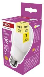EMOS LED izzó Classic A60 / E27 / 9, 5 W (75 W) / 1055 lm / meleg fehér - dellaprint - 751 Ft