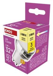 EMOS LED izzó Classic MR16 ezüst/ GU10 / 3 W (32 W) / 345 lm / Meleg fehér - dellaprint