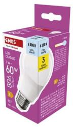 EMOS LED izzó Classic A60 / E27 / 7 W (60 W) / 806 lm / Hideg fehér - dellaprint