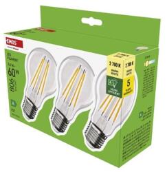 EMOS LED izzó Filament A60-körte / E27 / 3, 8 W (60 W) / 806 lm / meleg fehér. 3db/doboz