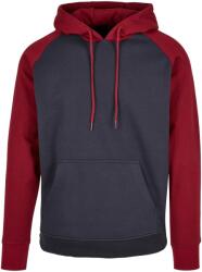 Build Your Brand Férfi kontrasztos Raglan kapucnis pulóver 5XL barna|kék|vörös