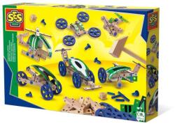 SES Creative Set pentru copii de constructie vehicule din lemn (50 piese) (14959)