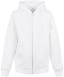 Build Your Brand Gyermekek/gyerekek Basic Organic Organic Full Zip kapucnis pulóver 9 - 11 ÉVES fehér