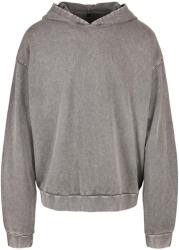 Build Your Brand Unisex felnőtt savas mosás túlméretezett kapucnis pulóver 4XL szürke