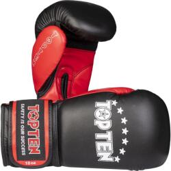 TOP TEN Boxkesztyű, Top Ten Pro, Bőr-műbőr 10 OZ fekete|vörös