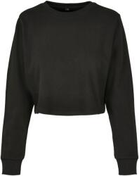 Build Your Brand Női / Női Cropped Terrycloth Crew nyakú pulóver L fekete