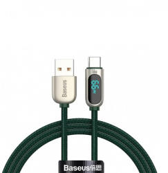 Baseus Display Fast Charging USB-A to USB-C adatkábel, töltőkábel, zöld (66W, 6A, 1m, CASX020006)