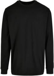 Build Your Brand Unisex felnőtt organikus bordázott mandzsettás hosszú ujjú melegítőfelső XL fekete