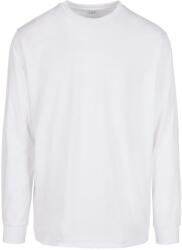 Build Your Brand Unisex felnőtt organikus bordázott mandzsettás hosszú ujjú melegítőfelső 4XL fehér