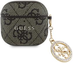 Airpods 4 tartó: Guess Script PC/PU barna Charm tok, medállal - tokgalaxis