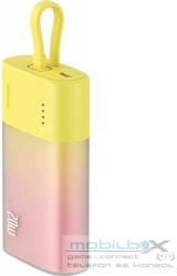 Baseus powerbank 5200 mAh with built-in cable Lightning + cable Type C to Type C PD QC 2, 4A 20W PPKDC05I yellow pink