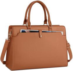 Dollcini Női Laptoptáska - Vízálló Műbőr Válltáska, 15, 6" Laptophoz - Barna (PU) (435204)