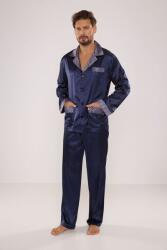 De Lafense Adam szatén férfi pizsama, sötétkék, 3XL