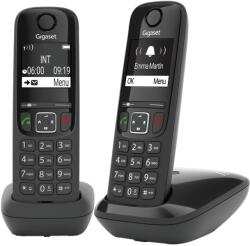 Gigaset AS690 Duo - 2 telefoane DECT fara fir - afisaj cu contrast ridicat - calitate audio stralucitoare - profiluri de sunet reglabile - functie hands-free - protectie impotriva apelurilor, negru [versiunea