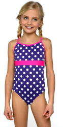 Lorin Jolana egyrészes lányka fürdőruha fehér pöttyökkel, 158