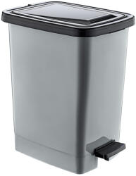 Özer Plastik Slim Műanyag pedálos szemetes, ezüst/szürke, belső vödörrel 15L (S110X38) - szerek