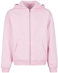 Build Your Brand Puha férfi cipzáros kapucnis pulóver Fluffy - Enyhén rózsaszín | 4XL (BY285-1000401438)