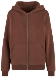 Build Your Brand Puha női cipzáras kapucnis pulóver Fluffy - Csokoládébarna | XL (BY290-1000384700)