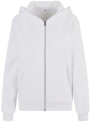 Build Your Brand Puha női cipzáras kapucnis pulóver Fluffy - Fehér | XS (BY290-1000384676)