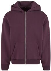 Build Your Brand Puha férfi cipzáros kapucnis pulóver Fluffy - Szilvaszínű | 5XL (BY285-1000401430)