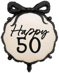 PartyDeco S. r. o 50. Évszámos lufi, fólia, masnis, Happy, 45 cm
