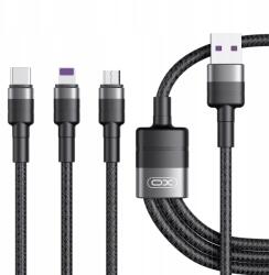 XO kábel NB-Q191 3in1 Usb Lightning Usb-c microUSB 1, 2 m 40W fekete (NB-Q191)