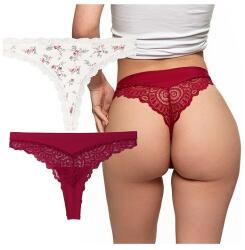 Moraj 2pack tanga BCL1900-011vișiniu și alb cu model, S
