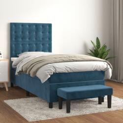 vidaXL sötétkék bársony rugós ágy matraccal 80 x 200 cm (3138053) - vidaxl